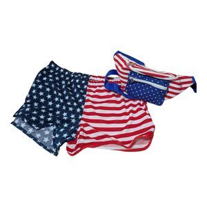 Bobbie Brooks Ladies Medium Patriotic Shorts + Matching Fanny Pack Set